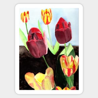 Tulips Fine Art Watercolor Painting Sticker